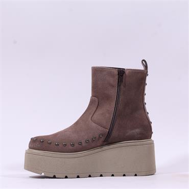 Marco Moreo Vale Stud Detail Wedge Boot - Taupe Suede